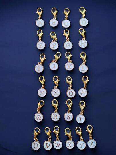 1pc Compact Initial Letter, 26pcs A-Z Letters Pendant Keychain Bag Charm, Configurable To Spell Out Preferred Word, Suitable For Daily Wear Gift Souvenir Car Accessories School Cute Goth Y2k Bag Accessories Lanyards With Id Holder Car Accessories Bag Charms