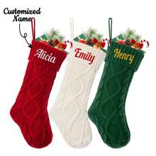 1 szt. Spersonalizowana pończocha, niestandardowa nazwa rodziny pończocha, 18" duża dzianinowa pończocha świąteczna, pończocha świąteczna i rodzinna do dekoracji kominka na imprezę świąteczną