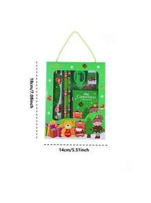 1 套/24 件/6 件圣诞文具礼盒，学生 6 件用品包括铅笔、尺子、卷笔刀、记事本、橡皮擦、圣诞节和新年礼物，颜色随机，随机圣诞铅笔颜色返校