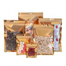 100pcs Resealable Gift Bags For Jewelry Storage, Mini Zipper Colorful Foil Pouches, Polymer Film Sample Bags, Suitable For Party, Food, Candy Storage, Back To School, Valentine's Day And Other Occasions - Gold - View 5