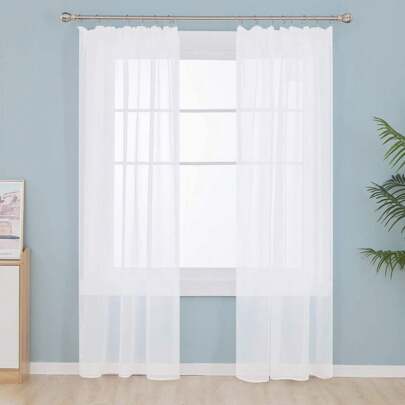  Gardinen Vorhänge Transparent Stores Schal Wohnzimmer mit Kräuselband für schiene, 2er Set