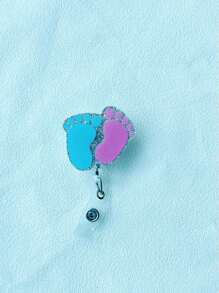 1 件可伸缩 ID 徽章卷轴，带有各种可爱元素，如星球、瓶子、婴儿、脚印、小牛，适合作为教师礼物或学生/员工日常佩戴 - 多色 - 查看 13