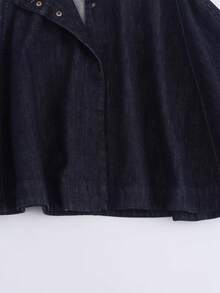 Women's Casual Denim Cape Jacket With Stand Collar, Autumn