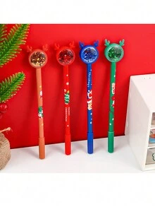 12 chiếc bút trung tính hình tuần lộc Giáng sinh sáng tạo, văn phòng phẩm hình trái tim Giáng sinh dễ thương theo phong cách Ins dành cho bé gái (nhiều màu sắc và họa tiết), quay lại trường học - Nhiều màu - Xem 5
