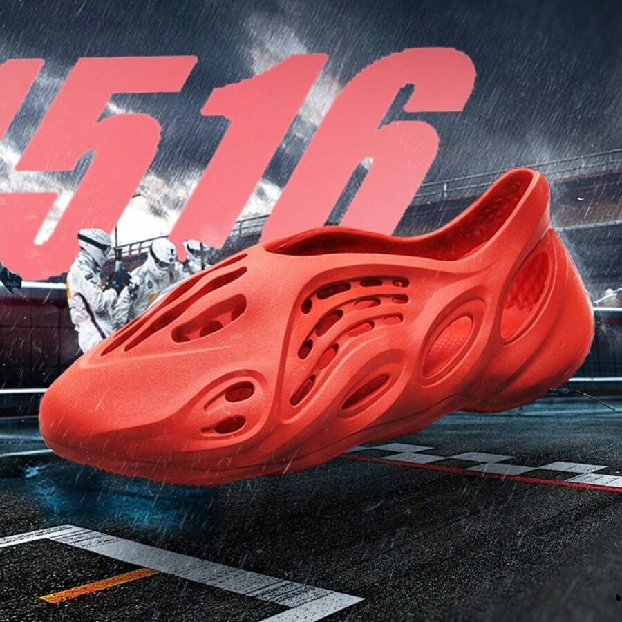 Arrive Quickly Classic Foam Runners For Men Women, Lightweight Foam Runner Slides, Anti-Slip Summer Garden Clogs, Casual Traveling Walking Shoes Breathable Water Shoes Beach Pool Shoes, Couples Shoes - 紅色 - 查看 1