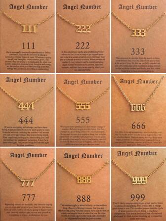 XJYHDY 1 Collana da donna con pendente in acciaio inossidabile dorato a forma di angelo con numeri digitali da 000 a 999