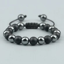 1pc Luxury Men Braided Bracelet Purple Tiger Eye Natural Stone Hematite Beads Bracelets Bangles Women Fashion Jewelry Bracelet