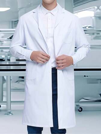 Heren lange mouwen laboratoriumjas/medisch uniform met kraag en meerdere zakken, casual werkkleding
