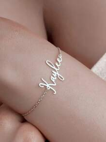 1PC Customized Stainless Steel Multi Font Name Silver Bracelet - Hand-Made Personalized Jewelry, Perfect Gift For Mother, Sisters And Best Friend On Mother's Day And Other Occasions, Personalized Christmas Gift
