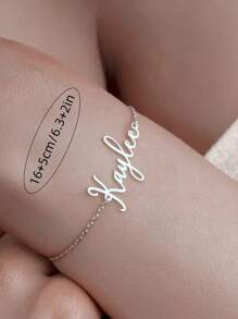 1PC Customized Stainless Steel Multi Font Name Silver Bracelet - Hand-Made Personalized Jewelry, Perfect Gift For Mother, Sisters And Best Friend On Mother's Day And Other Occasions, Personalized Christmas Gift