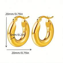1 Cặp Bông Tai Vòng Thép Không Gỉ Mạ Vàng 18K Dày - Bền, Sáng Bóng, Sang Trọng - Lý Tưởng Cho Kỷ Niệm, Sinh Nhật Và Những Dịp Đặc Biệt - bông tai vòng dày - Xem 5