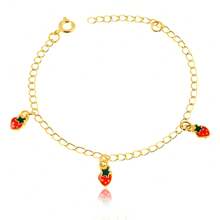 18K Gold Plated Children's Bracelet With Resin Strawberry Pendant - 金黃色 - 查看 1