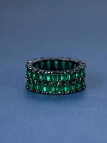 Nhẫn đính hôn bằng đá Cubic Zirconia hình giọt nước pha lê trắng sang trọng dành cho nữ Trang sức cưới màu vàng vàng dễ thương dành cho phụ nữ - Vàng - Xem 8
