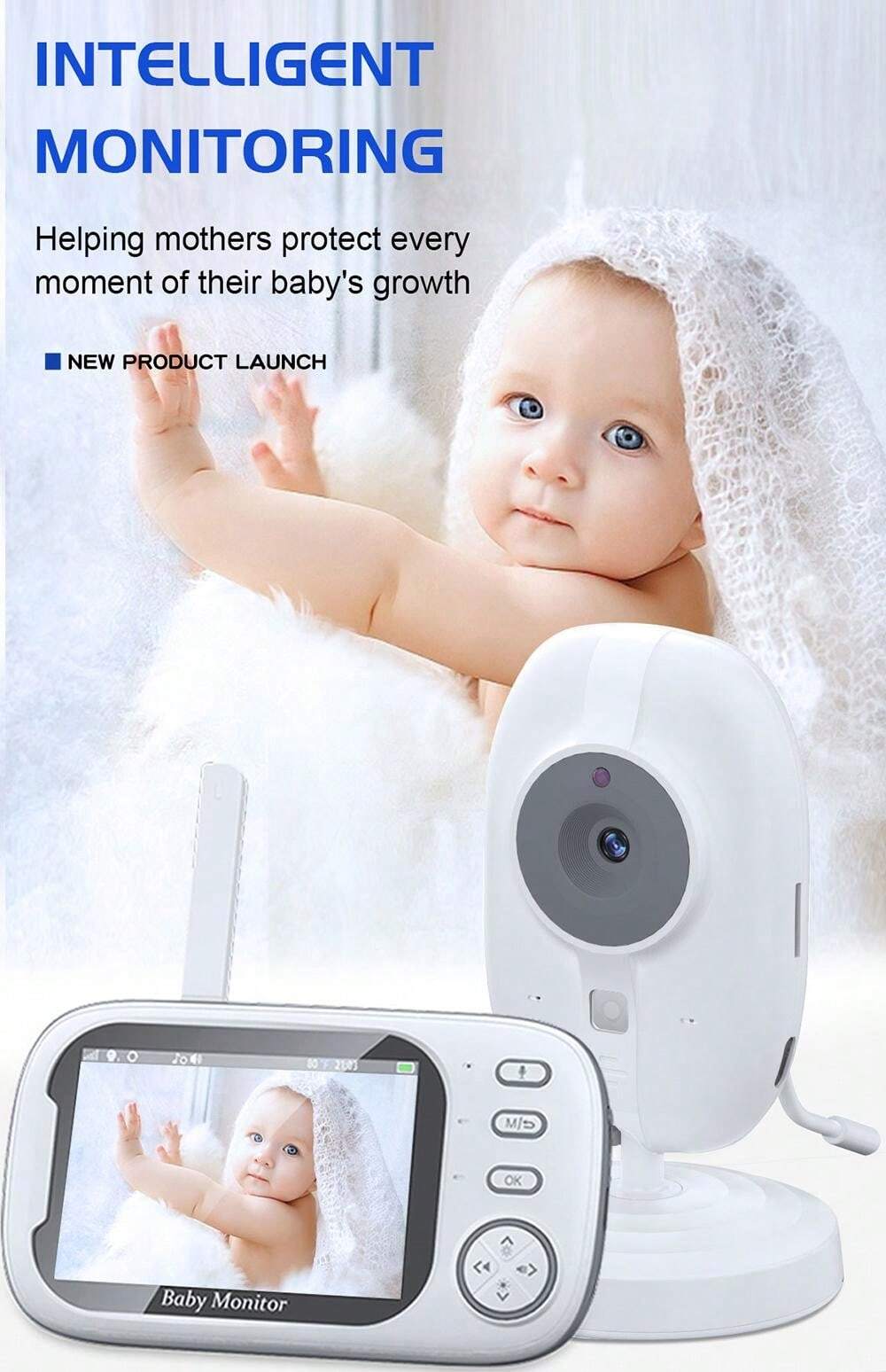 Babyphone Avec Écran Séparable 5" 720P + 2 Caméras - Vision Nocturne Et Portée 300m
