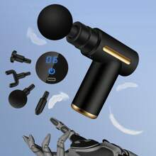 720 LCD Fascia Gun, 1200mAh USB Rechargeable, Upgraded Fascia Massager, Muscle Relaxation Massage Device With 4 Massage Heads & 6 Speed Levels, Touch Control, Suitable For Office Sitting, Athletes, Bodybuilders And After Exercise - Multicolor - View 7