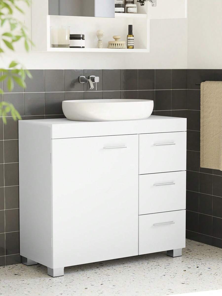 VASAGLE Bộ đồ nội thất phòng tắm Trang trí phòng tắm Nhà Tổ chức phòng tắm Phụ kiện phòng tắm mùa hè Lưu trữ - trắng - Xem 1