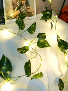 1pc Simulated Ivy Leaf String Light (2M/20LEDs, 5M/50LEDs, 10M/100LEDs), Fairy Lights For Home Party Wedding Valentine's Day Yard Garden Decor, Battery Powered, Batteries Not Included