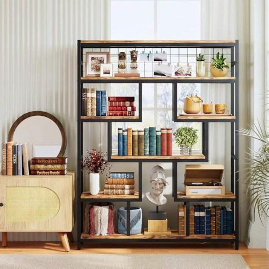 Bookshelf And Bookcase 6Tier 55 In Large Etagere Bookcase, Industrial