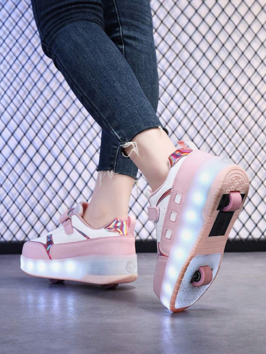 Wheeled Roller Skating Shoes For Girls, Rechargeable,12 Flashing Modes