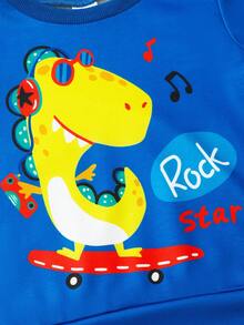 Bộ 3 áo nỉ cổ tròn dài tay họa tiết khủng long và ô tô đơn giản tối giản - Nhiều màu - Xem 8