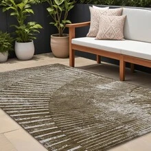 10' X 14' Chocolate Abstract Washable Non Skid Indoor Outdoor Area Rug - 巧克力 - 查看 1