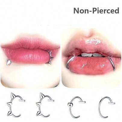 1 Stück Edelstahl Fake Nasenring Hoop Septum Ring C-Clip Lippen Ring Ohrring Fake Nasenpiercing Körperschmuck ohne Piercing für Frauen