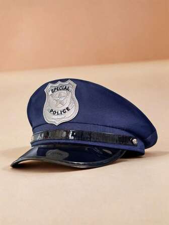 1pc Children's Embroidered Hat Emblem Role-Playing Police Hat, Children's Cosplay Police Hat, Suitable For Parties And Gatherings