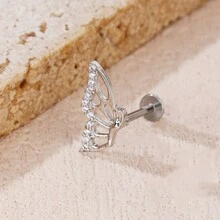 1 chiếc khuyên tai hình cánh bướm bằng thép titan thời trang thanh lịch, thích hợp để đeo hàng ngày - Bạc - Xem 13