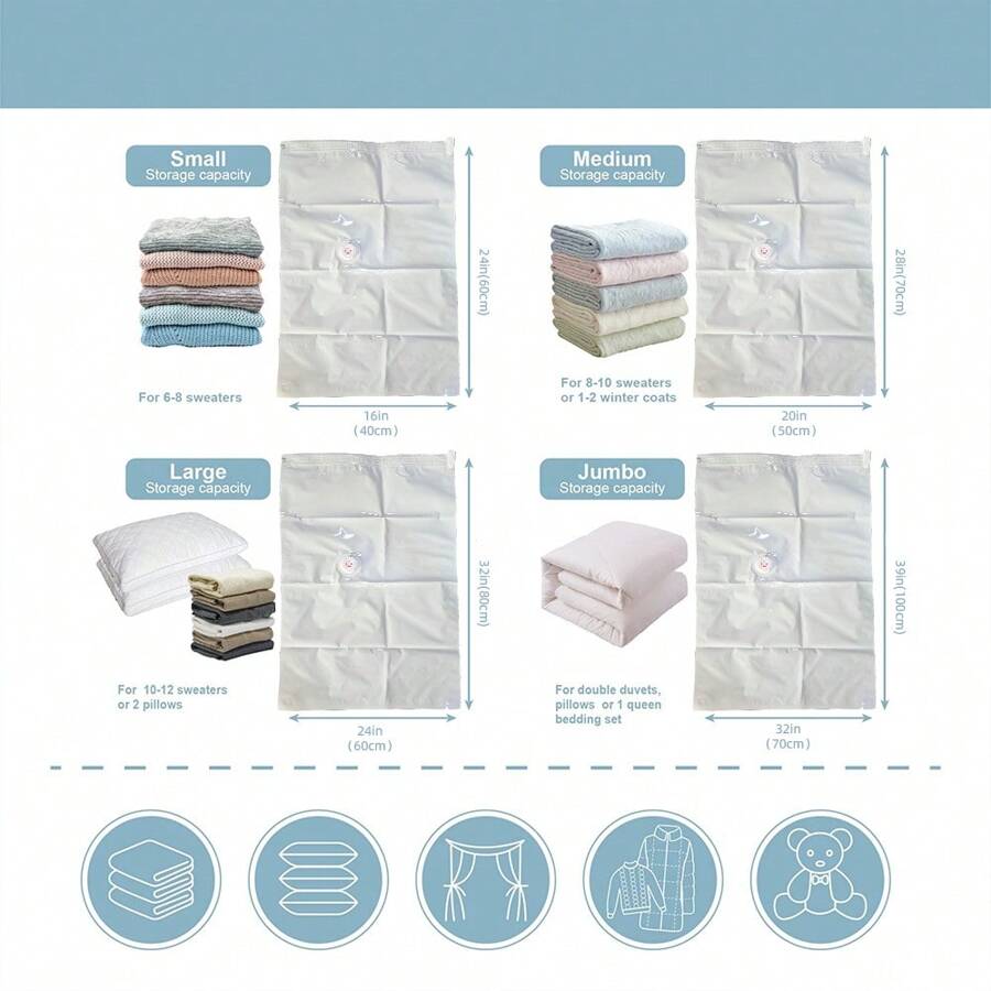 Upgraded 2 In 1 Air Valve Vacuum Storage Bags, Beding Organizer Space