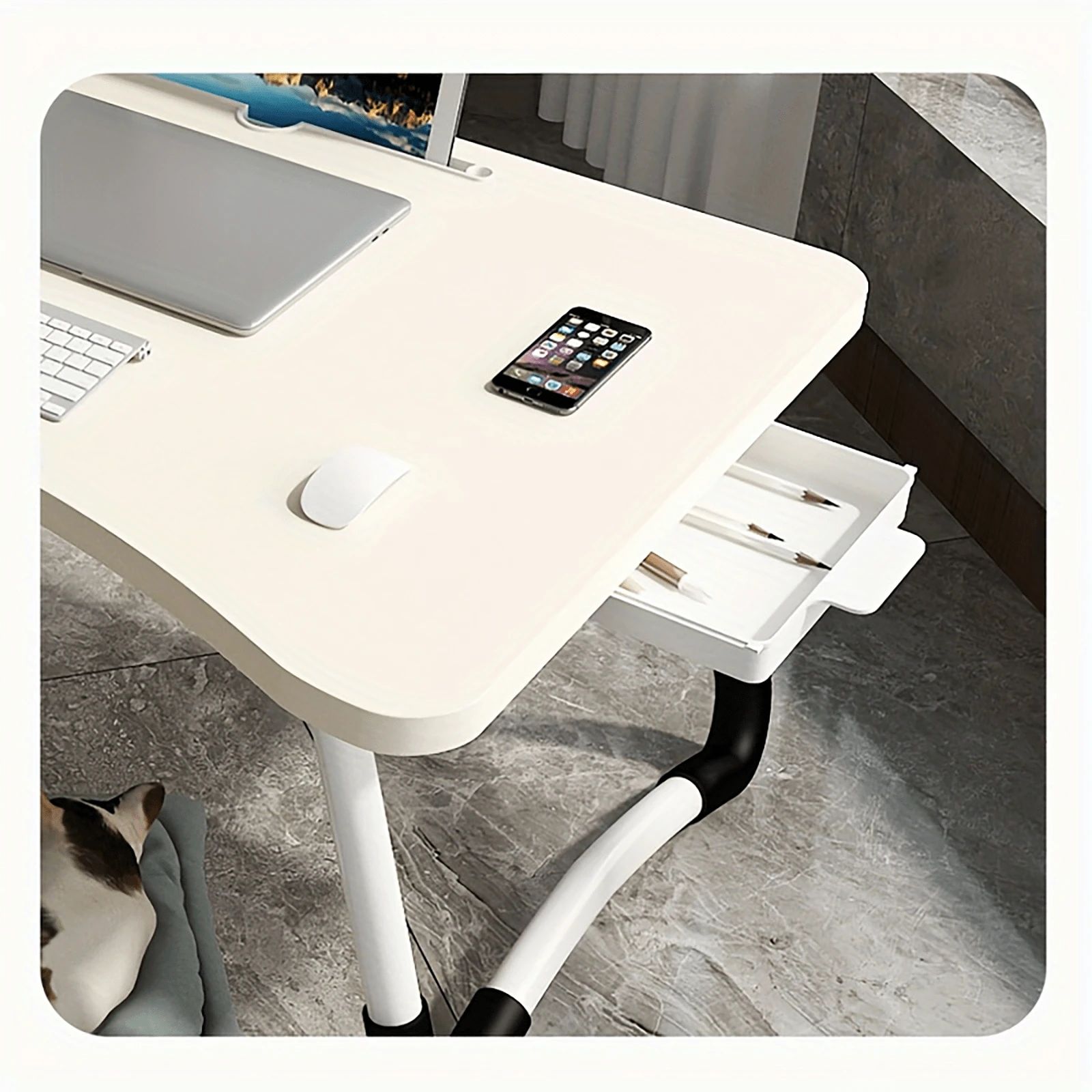 Foldable Laptop Desk, Portable Laptop Bed Tray, Laptop Stand With Cup