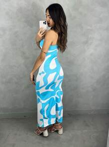 Long Dress With Spot Print - Màu xanh nhạt - Xem 2