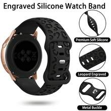 Unbeinst 4 条/包 20 毫米豹纹雕花硅胶表带，防水运动表带，兼容三星 Galaxy Watch 5/4（40 毫米 44 毫米）/Galaxy Watch 5 Pro（45 毫米）/Galaxy Active 2/Galaxy Watch 3 - 黑色/多肉/亮粉/星光 - 查看 2