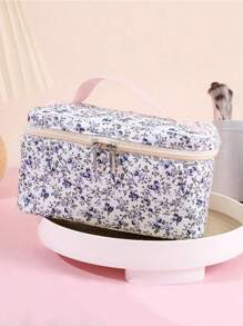 1 pieza Bolso organizador de maquillaje y cosméticos de gran capacidad, bolso de aseo para viaje, estuche de tocador plegable para herramientas de belleza, brochas de maquillaje, lápices de cejas, sombras de ojos, joyas, ropa interior, cepillo de dientes, productos para el cuidado de la piel, cepillo de pelo, esmalte de uñas, perfume, artículos de papelería, electrónicos - regalo de vacaciones