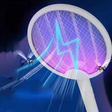 2 In 1 Foldable Electric Mosquito Repeller, Fly Killer Bug Zapper, Mosquito Killer Lamp USB Rechargeable, Portable Racket Exterminator For Kitchen Garden Patio - White - View 4