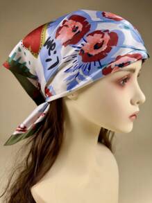 1 chiếc khăn quàng cổ nữ in hình môi và họa tiết động vật, chất liệu giả lụa, phụ kiện tóc, quà tặng ngày Valentine. - Nhiều màu - Xem 3