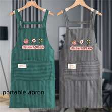 1 件可爱兔子图案围裙，防水防油，围兜式，适用于户外、家庭厨房、餐饮用途 - 彩色 - 查看 4