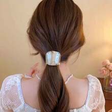 1pc Solid Color Casual Elegant Sophisticated Copper Alloy Casual Hair Scrunchie Elastic Hair Tie, Suitable For All Seasons Hair Ties Ponytail Holders Hair Elastics Hair Rubber Bands Scrunchies Hair Rope