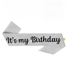 1 件，‘这是我的生日’ 男女适用腰带丝带，生日快乐腰带亮粉色白色玫瑰金色黑色带彩虹箔腰带，适合 16 岁 18 岁 21 岁 30 岁 40 岁 50 岁 60 岁 70 岁 80 岁 90 岁生日腰带礼物或任何生日派对，适合任何年龄段 - 彩色 - 查看 13