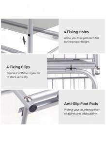 SONGMICS Organizador de Cocina, Estantería de 2 Niveles Extraíbles para Armario, Organizador Apilable bajo el Fregadero con Cajones, para Cocina, Baño, Plata ,1x Organizador de cocina - 银色 Juego de 1 - Ver 4
