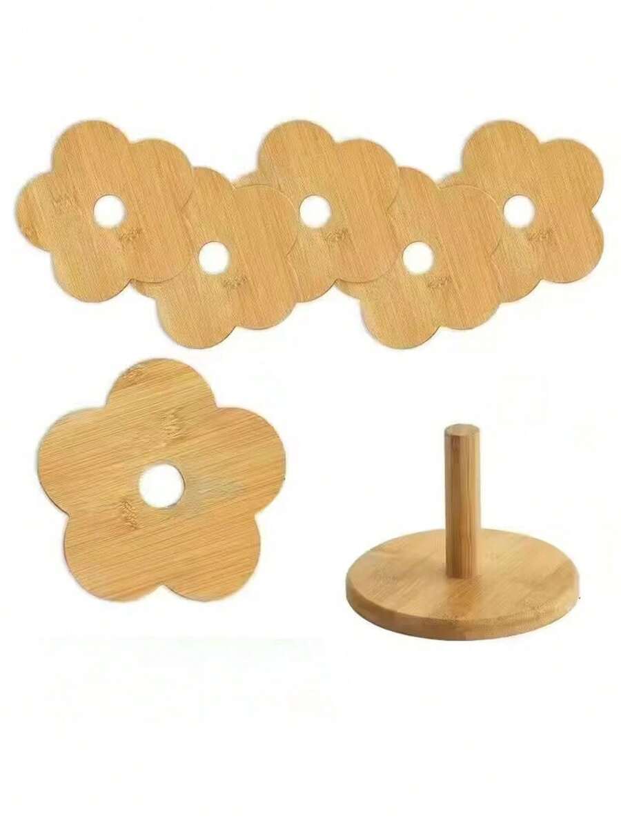 7pcs/Set Wooden Non-Slip Thick Heat-Resistant Coasters, Creative Bamboo Cup Mat, Heat Insulation Pad, Wooden Tablemat, Heat-Resistant Placemat, Vegetable Mat, Tableware Mat, Creative Storage Best Gifts Birthday