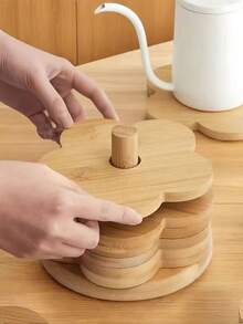 7pcs/Set Wooden Non-Slip Thick Heat-Resistant Coasters, Creative Bamboo Cup Mat, Heat Insulation Pad, Wooden Tablemat, Heat-Resistant Placemat, Vegetable Mat, Tableware Mat, Creative Storage Best Gifts Birthday
