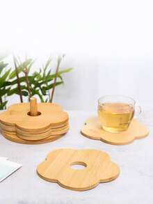 7pcs/Set Wooden Non-Slip Thick Heat-Resistant Coasters, Creative Bamboo Cup Mat, Heat Insulation Pad, Wooden Tablemat, Heat-Resistant Placemat, Vegetable Mat, Tableware Mat, Creative Storage Best Gifts Birthday