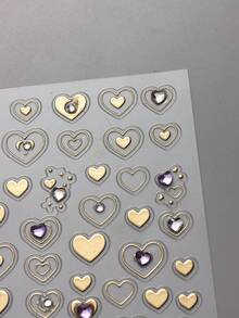 2PCS Vàng Bạc Tình Yêu Sao 5D Hồng Trong Suốt Kim Cương Dán Móng Tay Cho Phụ Nữ Và Trẻ Em Gái Trang Trí Móng Tay Sang Trọng - Vàng - Xem 5