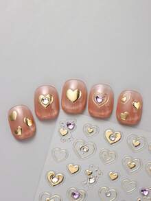 2PCS Vàng Bạc Tình Yêu Sao 5D Hồng Trong Suốt Kim Cương Dán Móng Tay Cho Phụ Nữ Và Trẻ Em Gái Trang Trí Móng Tay Sang Trọng - Vàng - Xem 4