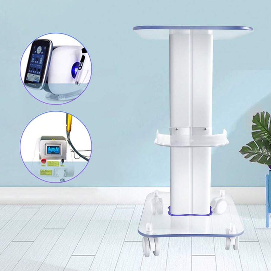 SPA Acrylic Rolling Cart Beauty Salon Trolley Salon Pedestal Wheel