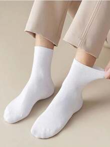 1/5 pares de calcetines medianos para mujer, estilo primavera y verano, todo a juego de unicolor, calcetines deportivos de pareja de color melódico alto