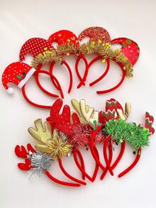 5/10pcs Random Christmas Element Hair Hoop, Suitable As Christmas Gift For Girls - Multicolor - View 5