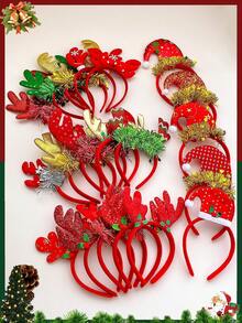 5/10pcs Random Christmas Element Hair Hoop, Suitable As Christmas Gift For Girls - Multicolor - View 4