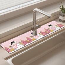 1 件，女孩粉色圣诞厨房水槽水龙头排水垫，圣诞雪人装饰浴室硅藻泥吸水垫，家用台面防滑防霉垫。圣诞装饰品！ - 彩色 - 查看 1