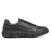 Men's White Sneakers Versatile Modern Casual Stylish High Sole Chunky Sneaker - 黑色 - 查看 3